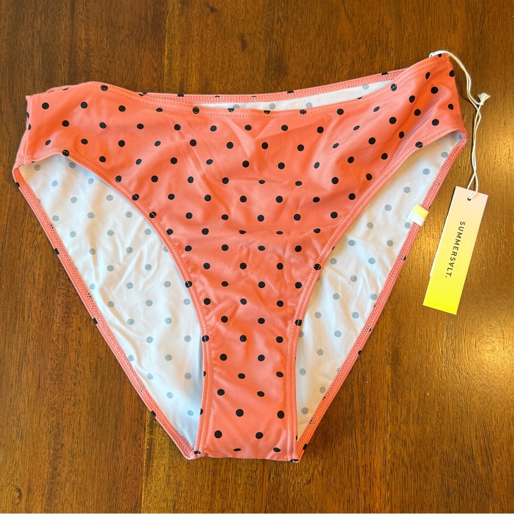 summersalt Coral Pink Polka Dot Bikini Bottoms